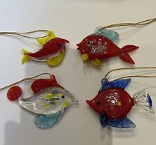 Vintage Glass Fish Ornaments Hand Blown Lot Of 4 picture