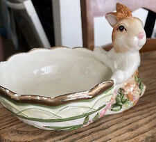 Nantucket Ceramic Bunny Planter Dish Easter Spring Floral Rabbit  picture