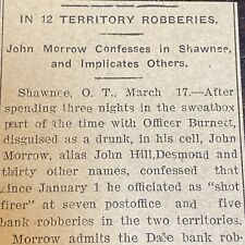 1906 John Morrow Bank Robber Confession Oklahoma Territory Newspaper Clipping picture