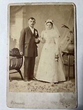 CALUMET MICHIGAN Wedding Couple antique Cabinet Card Photo BRIDE GROOM picture