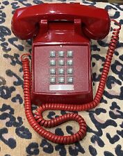 Vintage Red Push Button Retro Corded Phone Desk Telephone - Untested-Clean picture