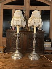 Pair Of Antique Classical Baroque, Silver Plated Table Lamps, Rewired picture