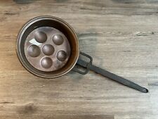 Antique Vintage Aebleskivers Copper Pancake Poffertjes Long Handle Pan picture