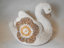 Vintage Swan Seashell Covered Planter Kitsch Retro 9
