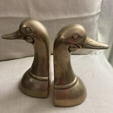 Leonard Silver Co Vintage Solid Brass Duck Bookends Home Library Desk Accessory picture