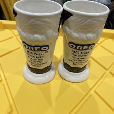 Vintage VTG Oreo Milkshake Malt Sundae Recipe 7 In Tall Glass Ceramic Mug Cup 2x picture