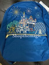 2024 Disney World Blue 4 Parks Icons Castle Epcot Embroidered 16” Backpack ￼￼NEW picture
