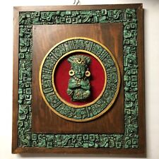 Vtg.- Aztec - Mayan God? - Crushed Malachite - Gold colored Hi Lights - Mexican picture