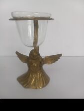 Brass Angel Cherub Christmas Votive Holder Ornate Vintage Holiday Decoration  picture