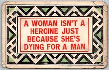 COMIC 1907 Postcard Woman Isn't A Heroine Dyeing For A Man Westerville Ohio picture