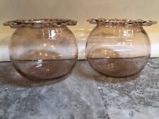 Two Antique Old Colony Lace Edge Open Lace Pink Depression Glass Cookie Jars picture