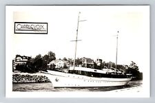 Charlevoix MI-Michigan RPPC Ship into Port Real Photo c1950 Vintage Postcard picture
