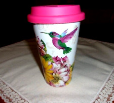Lang Ceramic Tall Coffee Travel Mug with Lid- Tim Coffey Art- Hummingbird Floral picture