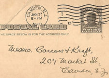 Antique Vintage 1910 US Postal Card Postcard Message Camden New Jersey NJ picture