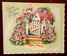 Vintage 1954 Happy Birthday Greeting Card ~ 3-D ~ Embossed ~ Die-Cut ~ Glitter picture