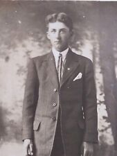 RPPC Handsome Dapper Young Gentleman in Tie Portrait Postcard AZO c1904-1918 c picture