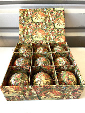 Victorian Style 9 Christmas Ornament Decoupage Set in Matching Box picture