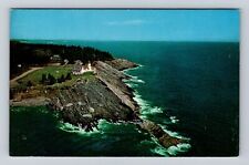 Pemaquid Point ME-Maine, Aerial Pemaquid Point Light House, Vintage Postcard picture