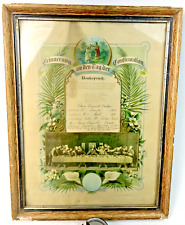 Antique 1909 Framed Lutheran German Confirmation Certificate picture