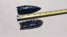 Two Larger Paleo Arrowheads, Atlatl, Points Obsidian Flintknapping, Fluted  picture