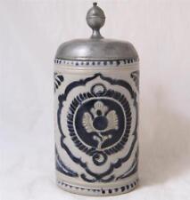 Antique Early German Westerwald Stoneware Beer Stein Walzenkrug c.late 1700s picture