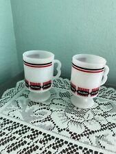 (2)Vintage 1980s Milk Glass MoorMans Feed Company Coffee Cups picture