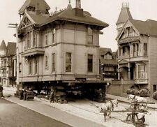 1908 San Francisco MOVING A HOUSE W/ HORSES Retro Historic Picture Photo 5x7 picture