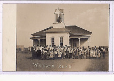 Real Photo Postcard RPPC- Teachers and Students in Front of School Webber Kansas picture