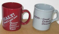 Alcoholics Anonymous Coffee Mugs, HALT & GOD, brand new set of 2, Al-anons too picture