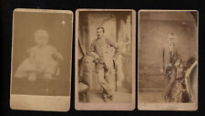 as Found * lot of 3 CDV studio St. Louis MO 2 Man studio lithograph on back picture