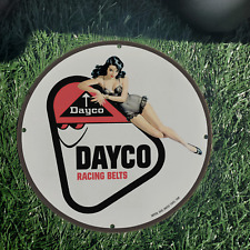 1968 DAYCO RACING BELTS PORCELAIN GAS & OIL STATION GARAGE MAN CAVE SIGN picture
