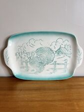 RARE Bell Of California Pottery MCM Turquoise Turkey Platter PLEASE READ picture