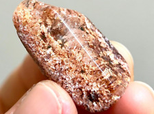 Natural phantom crystal lodolite quartz pink and red inclusion, rainbows picture