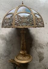 Antique Eight Panel Slag Glass Table Lamp Circa 1920,s  picture