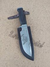 LOM HANDMADE D-2 STEEL STACKED LEATHER TACTICAL HUNTING BOWIE KNIFE W/ SHEATH picture