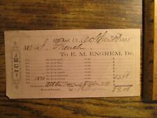 Antique Ephemera 1885 Rutland VT Receipt for the Purchase of Ice EM Engrem picture