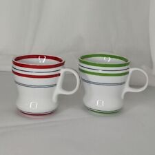 Starbucks Mug Cups Set of 2  Retro Ribbon Striped 2007  12 oz. picture