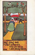 Artist Signed Vintage Postcard Will Kidd Nursery Rhyme Ding Dong Bell picture