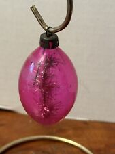 Vintage  Pink Unsilvered Glass Teardrop Ornament With Silver Tinsel 2024D picture