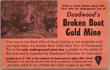 DEADWOOD, South Dakota Postcard BROKEN ROOT GOLD MINE Black Hills Mining c1950s picture