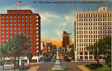COLUMBIA, SC South Carolina MAIN STREET SCENE~Carolina Life  1942 Linen Postcard picture