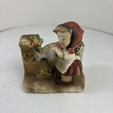 Antique Small Figurine of Young Girl Watering Flowers Made in Occupied Japan 3” picture