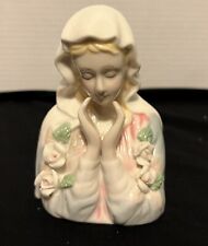 Vintage Madonna Bust Figurine Virgin Mary Flowers Porcelain 5