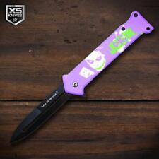 Tactical Purple SPRING ASSISTED Flip Open POCKET Knife JOKER Graphic Handle 8