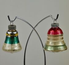 2 Vintage Shiny Brite Striped Mercury Glass Bell Christmas Ornaments picture