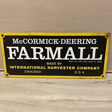 MCCORMICK DEERING FARMALL INTERNATIONAL  HARVESTER CO. PORCELAIN SIGN  18x8” picture