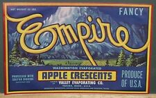 Empire Apple Crescents 1940's Crate Label  Valley Evaporating Co. Yakima Wa. picture