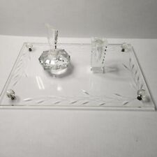 Vintage Etched Glass Perfume Bottles & Makeup Vanity Tray Art Deco Set READ picture