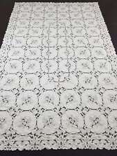 Vintage Cream Madeira Embroidered Cutwork Table Cloth 252x162cm picture