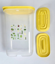 Tupperware FridgeSmart Vertical Container w/2 Inserts 3.2 Liter Vent Tab Yellow picture